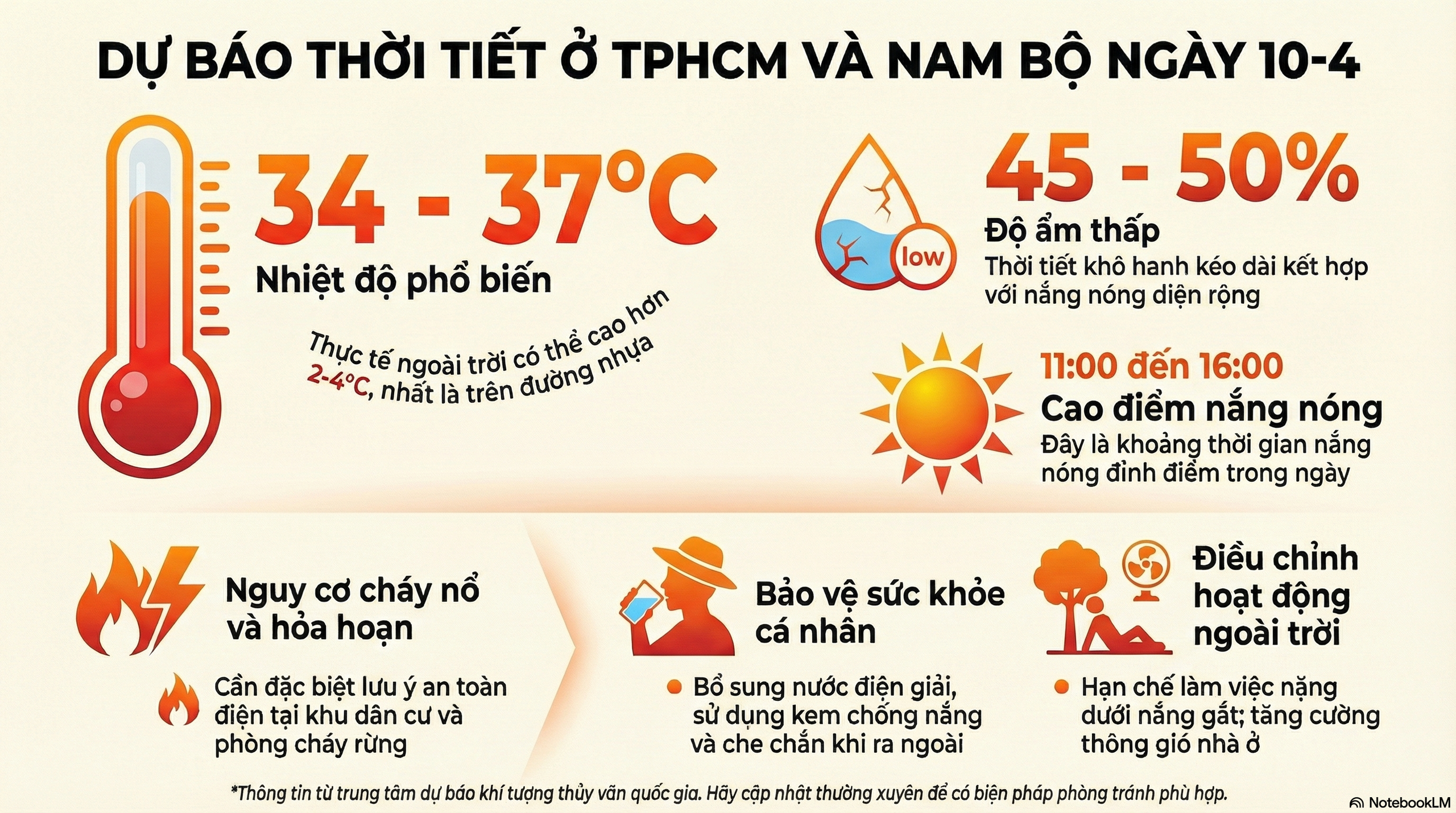 Dự báo thời tiết hôm nay, 10-4: TPHCM và Nam Bộ nắng nóng gay gắt nhất từ 11-16 giờ - Ảnh 1.