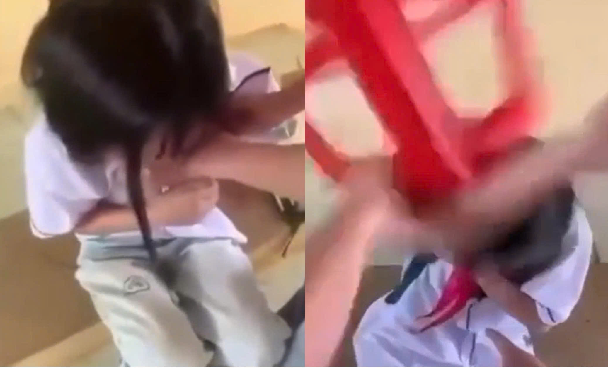 Nữ sinh lớp 8 bị bạn cùng lớp dùng ghế đánh vào đầu, cởi áo giữa lớp - Ảnh 1.