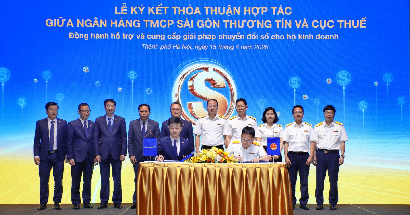Sacombank hợp tác với Cục Thuế triển khai giải pháp hỗ trợ hàng triệu hộ kinh doanh trên toàn quốc