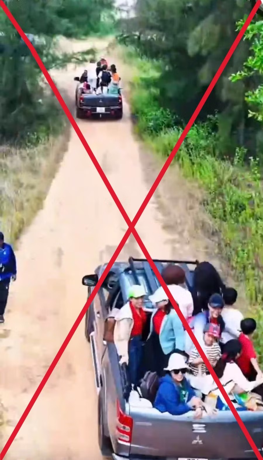 Gia Lai: Xử phạt 2 tài xế chở người trên thùng xe bán tải sau clip lan truyền - Ảnh 2.