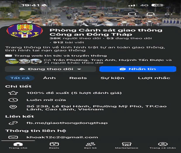 CSGT C&ocirc;ng an tỉnh Đồng Th&aacute;p cảnh b&aacute;o trang Facebook giả mạo nguy hiểm - Ảnh 1.
