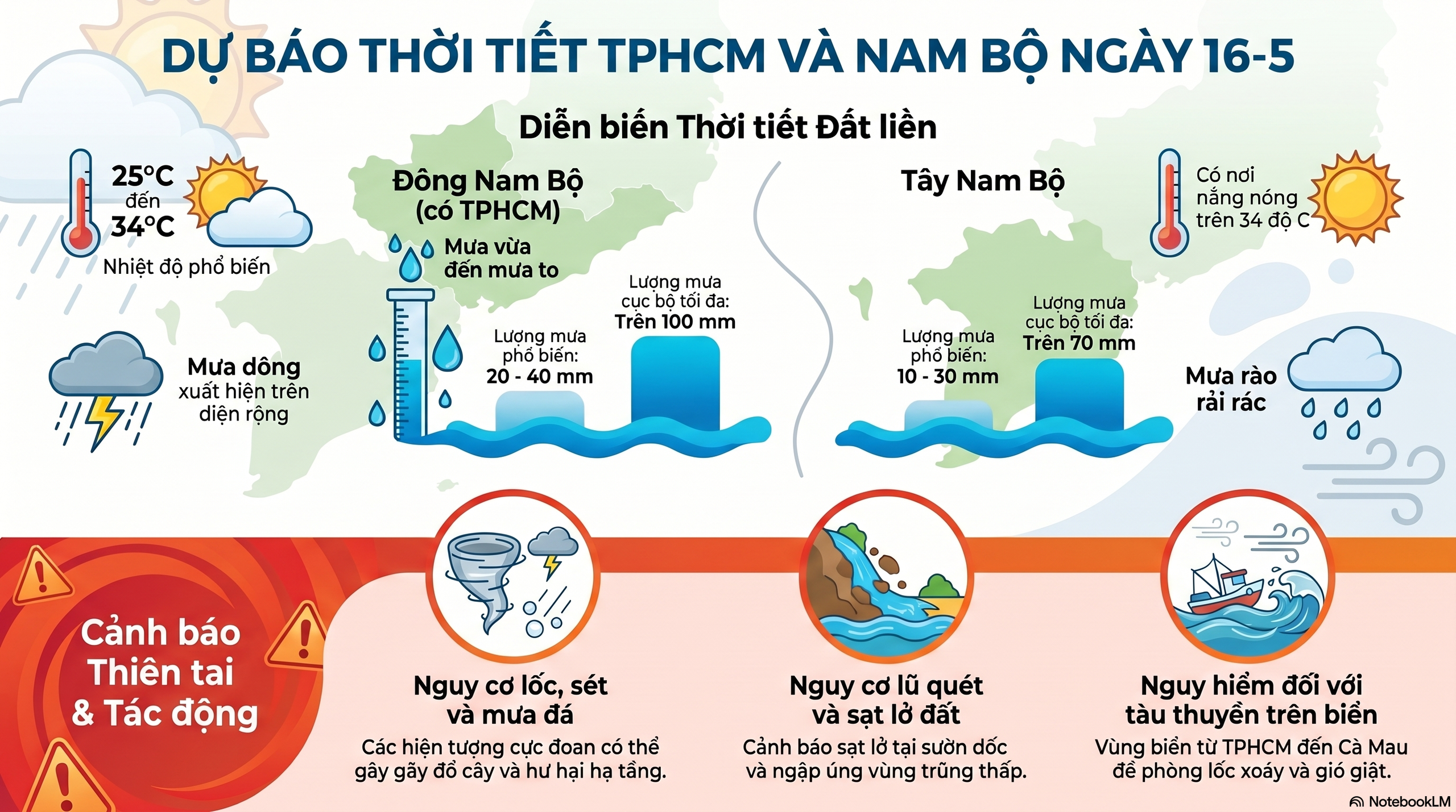 Dự báo thời tiết hôm nay, 16-5: TPHCM và Nam Bộ mưa dông diện rộng - Ảnh 2.