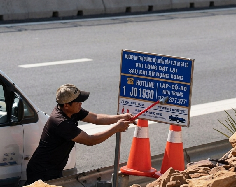 Chủ gara ô tô bị phạt vì xóa số điện thọai cứu hộ trên cao tốc Bắc - Nam - Ảnh 1. Chủ gara ô tô bị phạt vì xóa số điện thọai cứu hộ trên cao tốc Bắc - Nam - Ảnh 1.