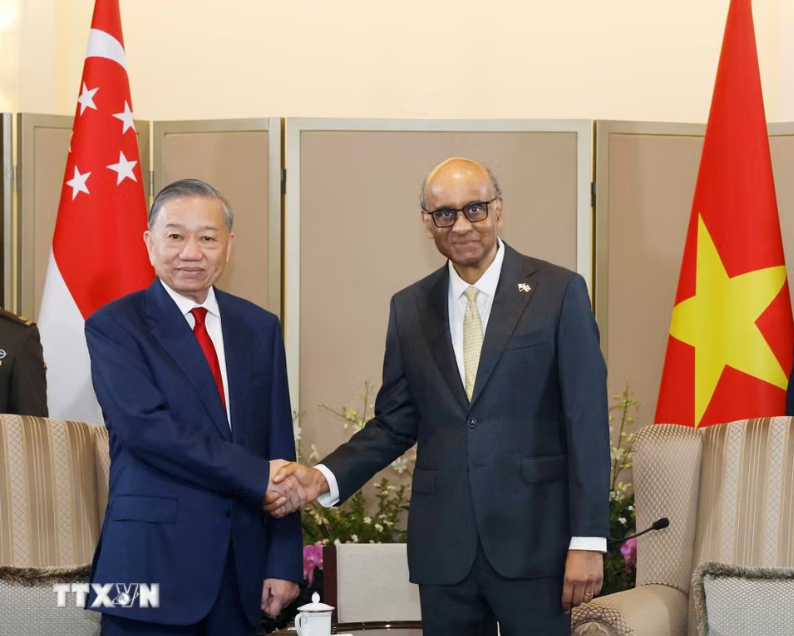 Tổng Bí thư, Chủ tịch nước Tô Lâm hội đàm với Tổng thống Singapore - Ảnh 1.