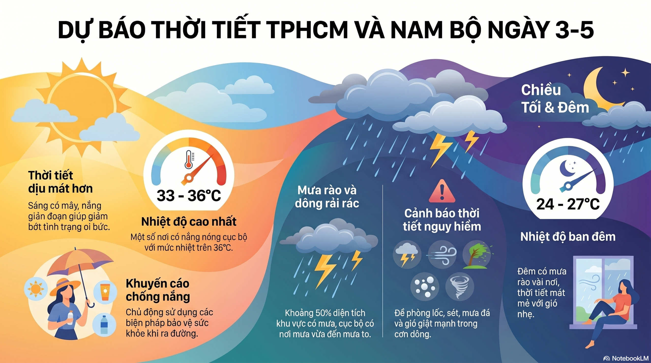 Dự báo thời tiết hôm nay, 3-5: TPHCM và Nam Bộ có nắng nóng, có mưa dông - Ảnh 2.