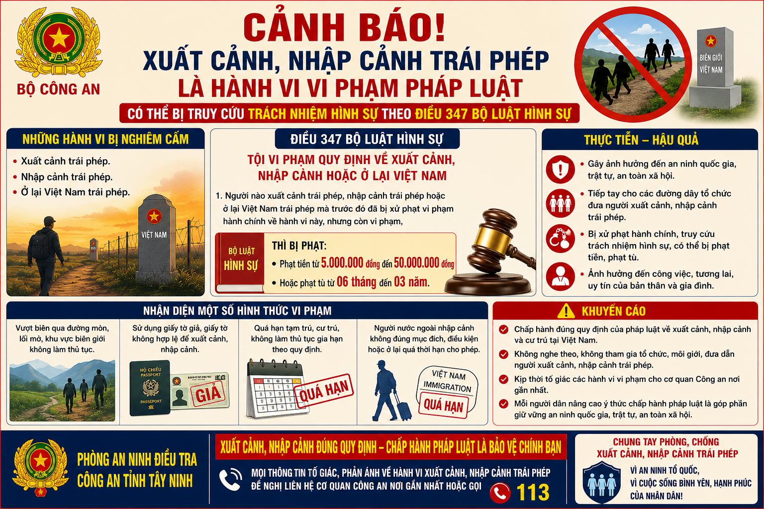 Công an Tây Ninh khuyến cáo 3 không , 2 chủ động để ngăn chặn xuất nhập cảnh trái phép - Ảnh 4.