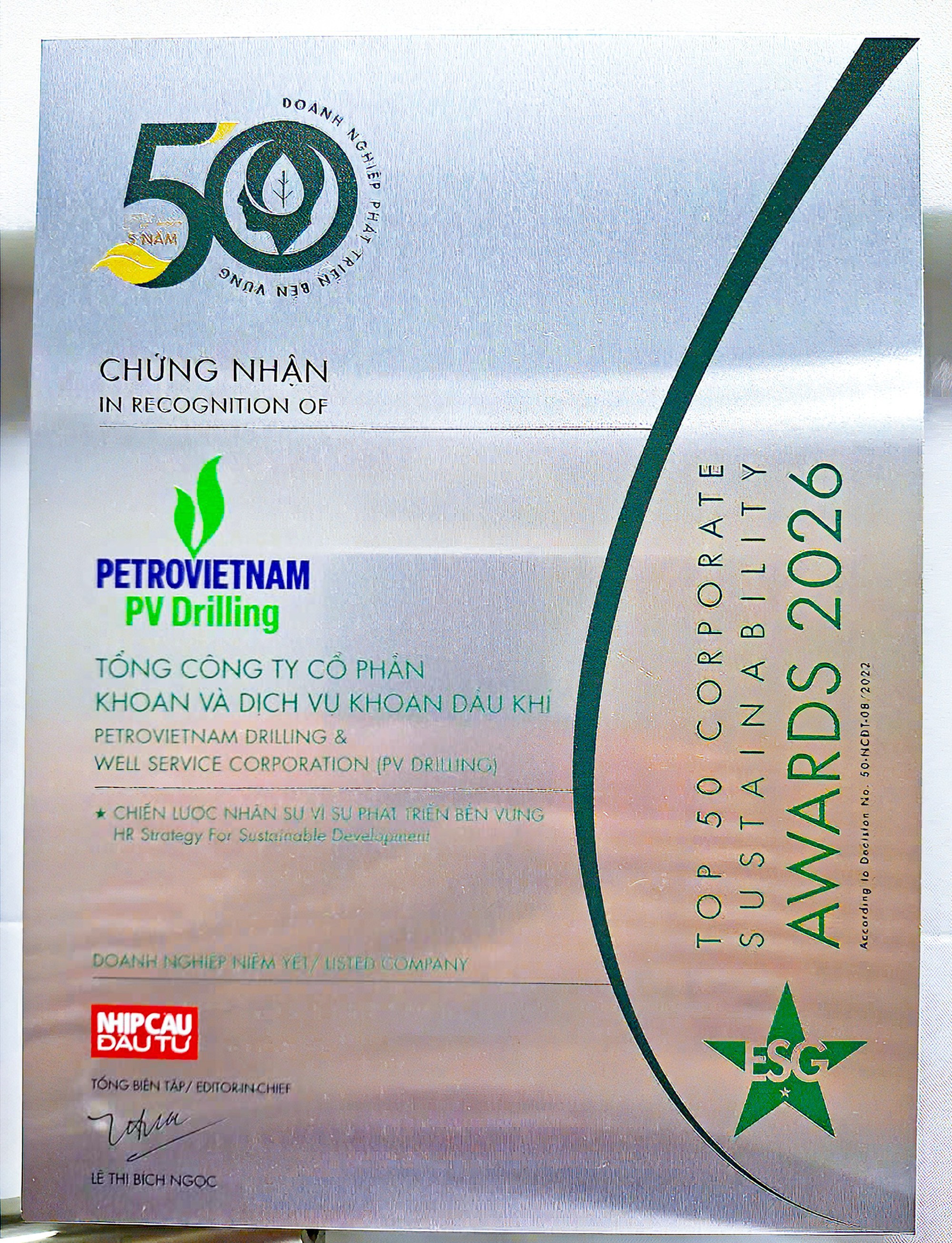 PV Drilling trong Top VIX50 và Top 50 Doanh nghiệp phát triển bền vững - Ảnh 1.