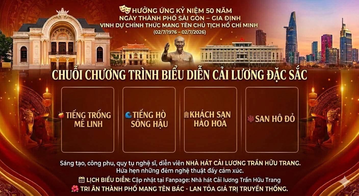 4 vở cải lương chào mừng 50 năm Ngày Thành phố vinh dự mang tên Chủ tịch Hồ Chí Minh - Ảnh 1.