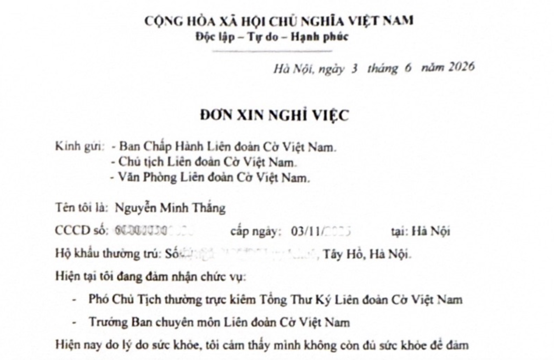Sau bất ổn làng cờ, Tổng thư ký Liên đoàn Cờ Việt Nam xin thôi việc - Ảnh 3.