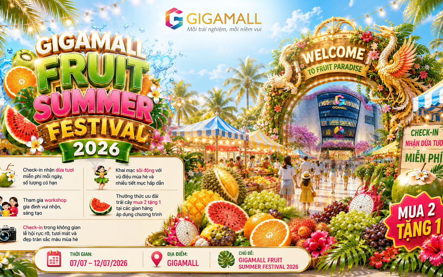 Thưởng thức thiên đường nhiệt đới tại “Lễ Hội Trái Cây Gigamall 2026”