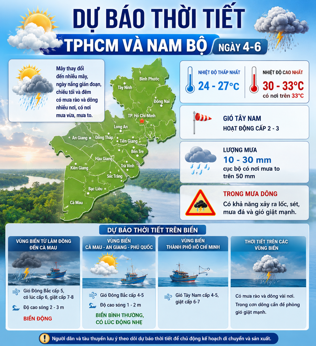 Dự báo thời tiết hôm nay, 4-6: TPHCM và Nam Bộ có mưa về chiều và tối - Ảnh 2.