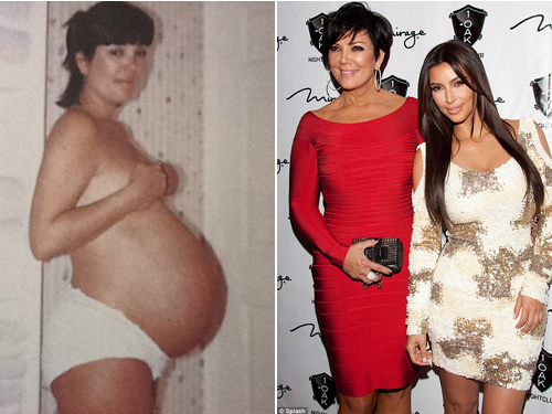 Mẹ Kim Kardashian tung ảnh bán nude khoe bụng bầu