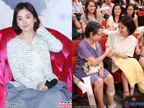 Sợ hớ hênh, Song Hye Kyo che trước chắn sau