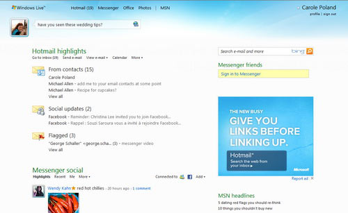 Hấp dẫn từ Windows Live Hotmail mới - Báo Người lao động