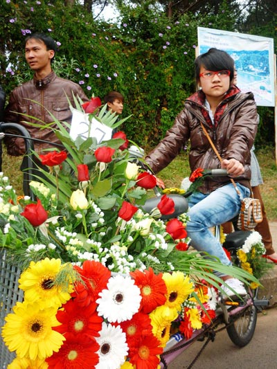 200 xe đạp hoa tô thắm Đà Lạt - Báo Người lao động