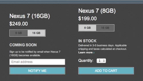 Nexus 7 16GB hút hàng hơn 8GB