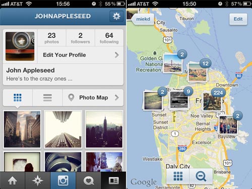 Instagram 3.0 làm mới Profile và Photo Maps