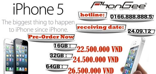 iPhone 5 được bán tại Việt Nam giá 22,5 triệu