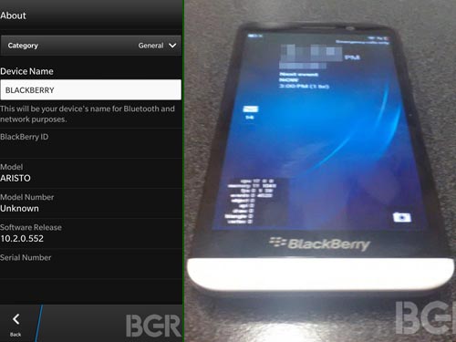 Rò rỉ BlackBerry A10 với màn hình 5-inch