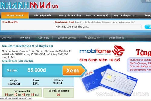 NhanhMua.vn ngang nhiên rao bán SIM sinh viên "lậu"