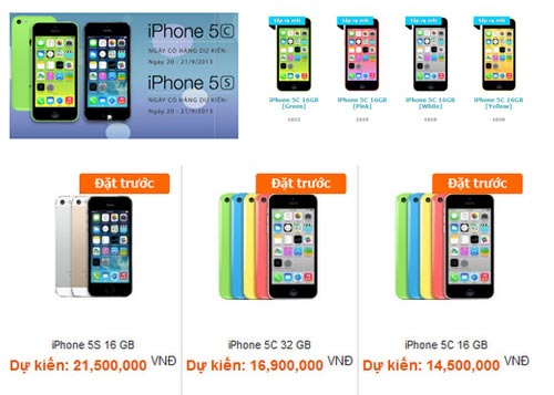 Dịch vụ đặt mua iPhone 5S và 5C nở rộ ở Việt Nam