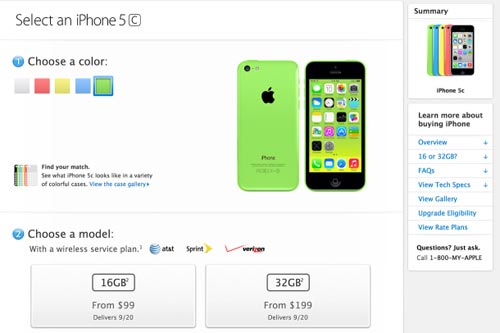 Apple bắt đầu cho đặt trước iPhone 5C