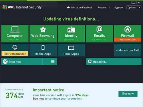 Bản quyền miễn phí AVG Internet Security 2014