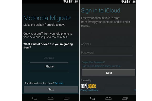 Motorola hỗ trợ đồng bộ dữ liệu từ iPhone