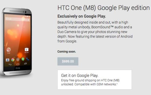 HTC One M8 bản Google Play có giá 699 USD