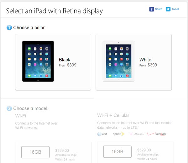 Thay thế iPad 2, iPad 4 chỉ còn 399 USD