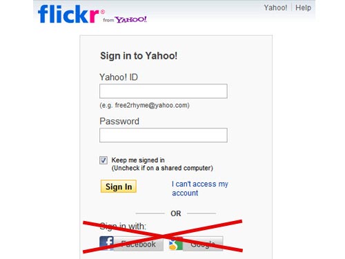 Yahoo! bỏ đăng nhập từ Facebook, Google