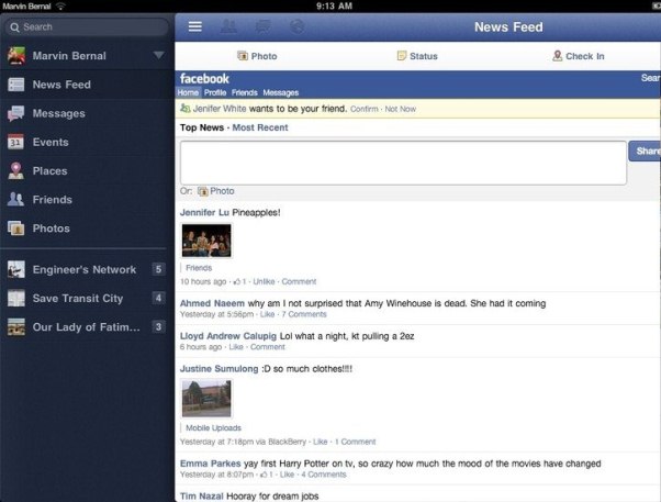 Ứng dụng Facebook cho iPad lộ diện