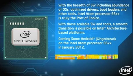 Intel Atom E6xx series sẽ hỗ trợ Android