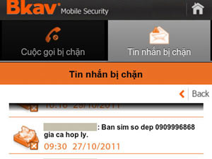 Mobile Security ngăn chặn hiệu quả tin nhắn rác