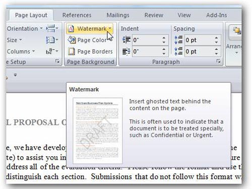 Thêm Watermark vào tài liệu trong Word 2007