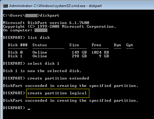 Tạo ổ đĩa logic trong Windows 7