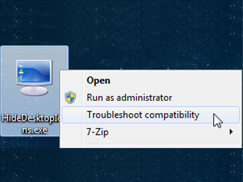 Bỏ dòng lệnh "Troubleshoot compatibility" trên menu ngữ cảnh