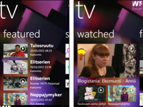 Nokia TV trực tuyến cho Windows Phone