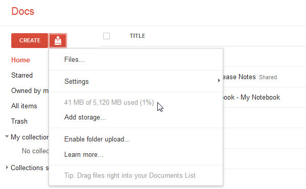 Google Docs được nâng lên 5 GB dung lượng lưu trữ