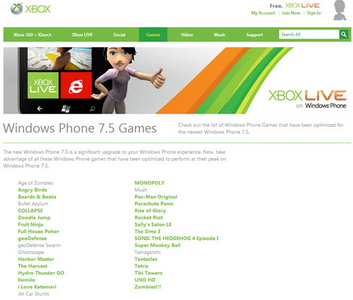 Windows Phone 7.5 sẽ có game Xbox Live mới