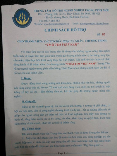 Một trong những chính sách hỗ trợ thành viên của Trung tâm Hỗ trợ người nghèo trong phát triển nông thôn mới