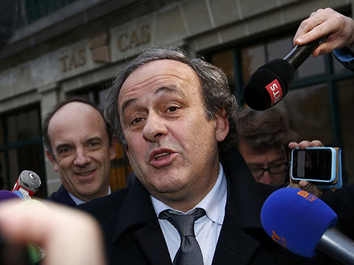 Ông Platini sau khi kháng án bất thành ở Tòa án Trọng tài thể thao Ảnh: REUTERS