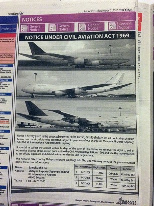 
Mẩu tin đăng tìm chủ sở hữu của 3 chiếc máy bay vô chủ trên tờ The Star 
