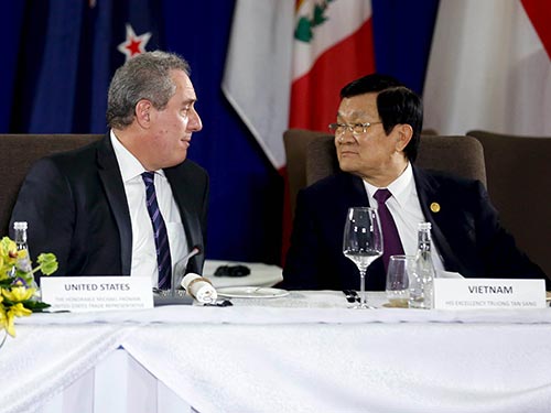 Chủ tịch nước Trương Tấn Sang tại cuộc họp cấp cao của các nhà lãnh đạo Hiệp định Đối tác xuyên Thái Bình Dương Ảnh: REUTERS