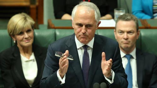 Tân Thủ tướng Úc Malcolm Turnbull tham gia cuộc họp tại quốc hội sau khi tuyên thệ nhậm chức Ảnh: THE AUSTRALIAN
