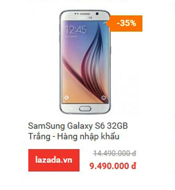 Chiếc Galaxy S6 bán trên Lazada.vn. Arnhc hụp màn hình.