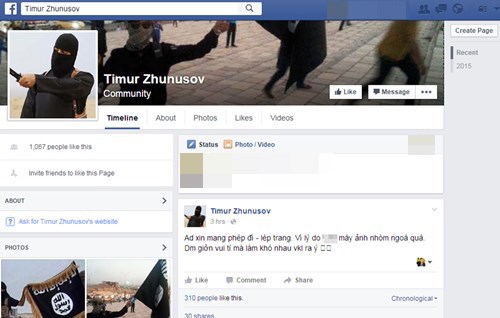 
Trước đó cũng có tài khoản Facebook mạo danh IS gây hoang mang tại Việt Nam - Ảnh chụp màn hình
