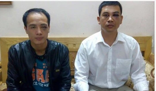 2 luật sư Lê Văn Luân và Trần Thu Nam (từ trái qua) sau khi bị hành hung