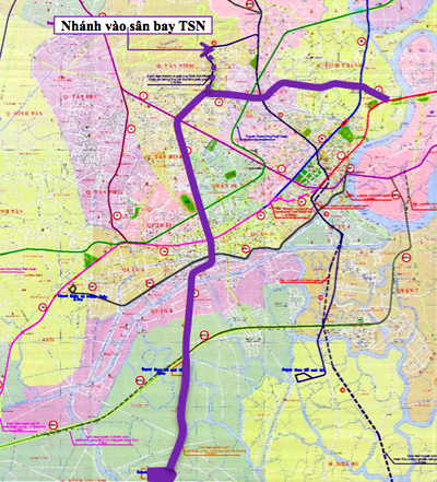 
Sơ đồ hướng tuyến dự án tuyến metro số 5 của TP HCM
