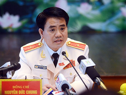 Ông Nguyễn Đức Chung tại cuộc họp báo kết thúc Đại hội Đảng bộ TP Hà Nội - Ảnh: ANTĐ